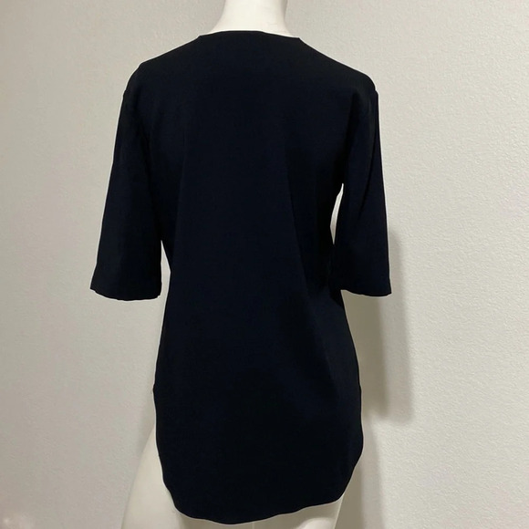 Theory Black Antazie Silk Keyhole Neck Short Sleeve Crew Neck Top Size P - Picture 3 of 4